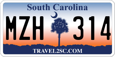 SC license plate MZH314