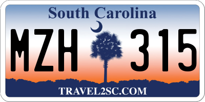 SC license plate MZH315