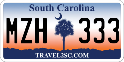 SC license plate MZH333