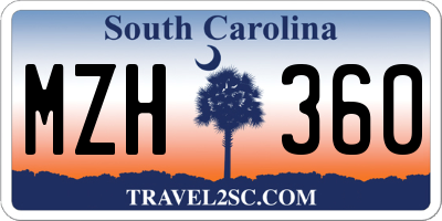 SC license plate MZH360