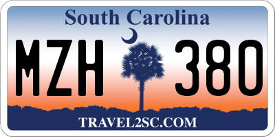 SC license plate MZH380