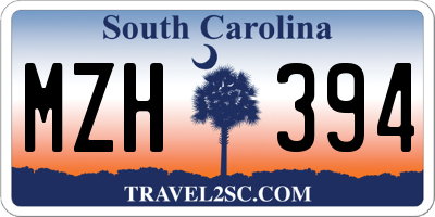 SC license plate MZH394