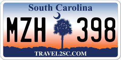 SC license plate MZH398