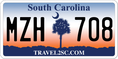 SC license plate MZH708