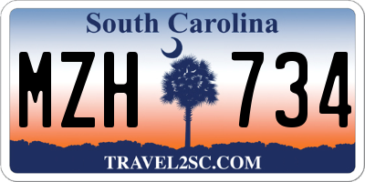 SC license plate MZH734
