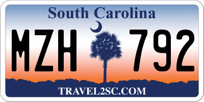 SC license plate MZH792