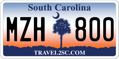 SC license plate MZH800