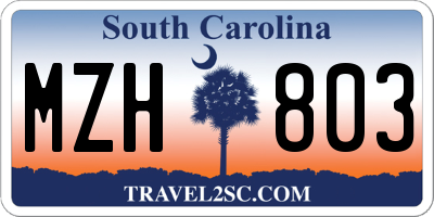 SC license plate MZH803