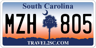 SC license plate MZH805