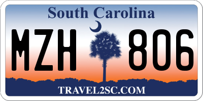 SC license plate MZH806