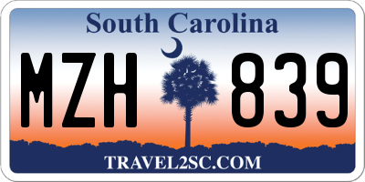 SC license plate MZH839