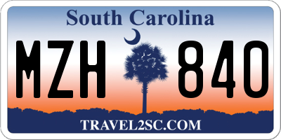 SC license plate MZH840
