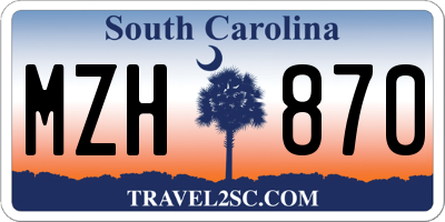 SC license plate MZH870
