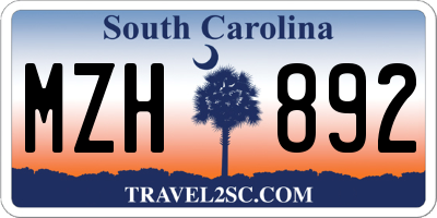 SC license plate MZH892