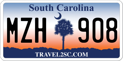 SC license plate MZH908