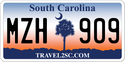 SC license plate MZH909