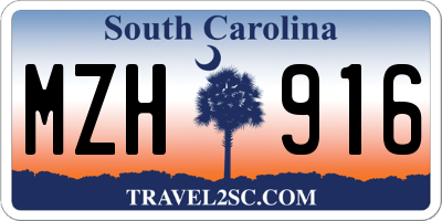 SC license plate MZH916