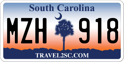SC license plate MZH918