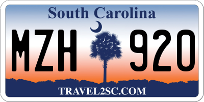 SC license plate MZH920