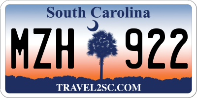 SC license plate MZH922