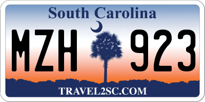 SC license plate MZH923