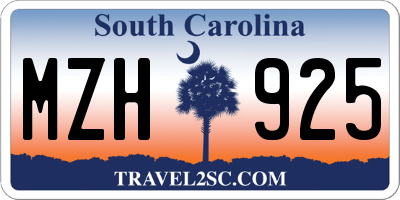 SC license plate MZH925