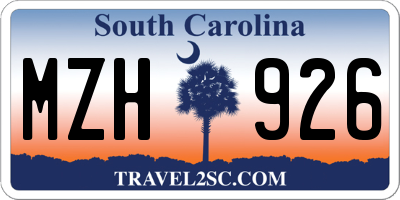 SC license plate MZH926
