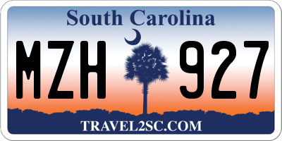 SC license plate MZH927
