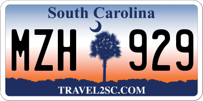 SC license plate MZH929