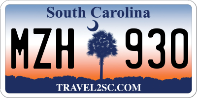 SC license plate MZH930