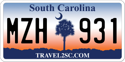 SC license plate MZH931