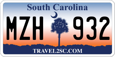 SC license plate MZH932