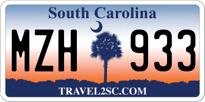 SC license plate MZH933