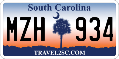 SC license plate MZH934