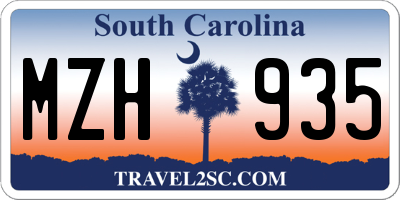 SC license plate MZH935