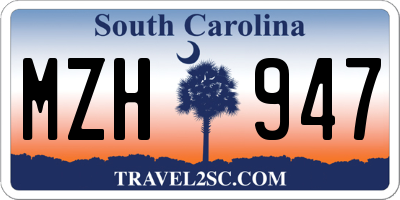 SC license plate MZH947