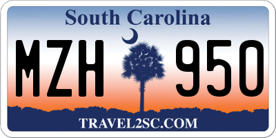SC license plate MZH950