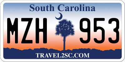 SC license plate MZH953
