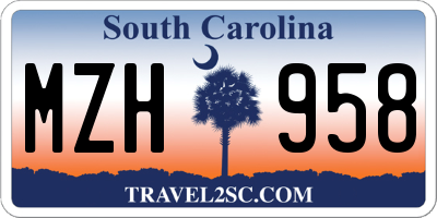 SC license plate MZH958