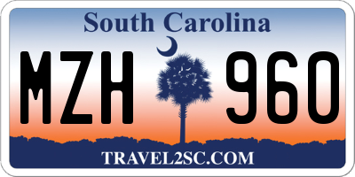 SC license plate MZH960