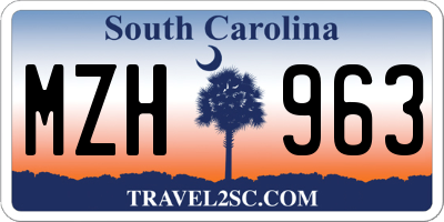 SC license plate MZH963
