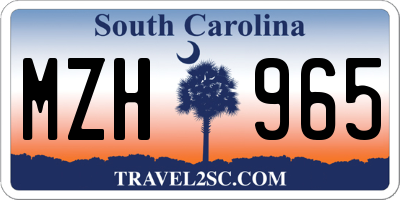 SC license plate MZH965