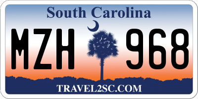 SC license plate MZH968