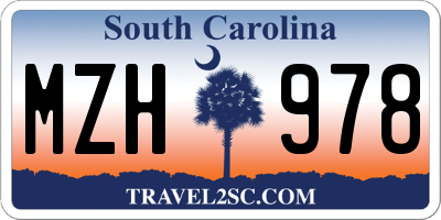 SC license plate MZH978