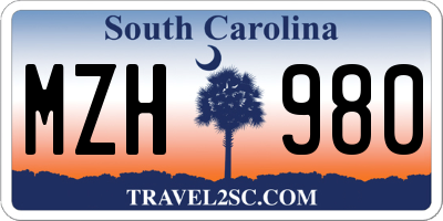 SC license plate MZH980