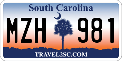 SC license plate MZH981