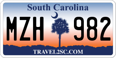 SC license plate MZH982