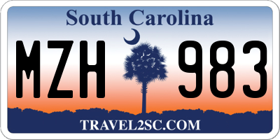 SC license plate MZH983