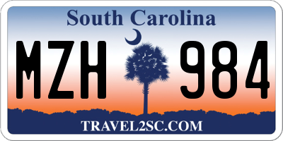 SC license plate MZH984