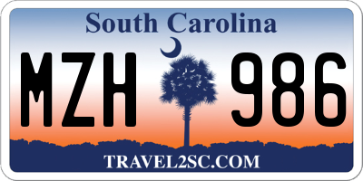SC license plate MZH986